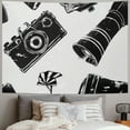 thumbnail image 2 of Orinice Film Camera Movie Clap Black and White Tapestry Wall Hanging Unique Style Graphic Tapestries Home Wall Decor Art for Living Room Bedroom Apartment Farmhouse Dorm 40x60inch, 2 of 6