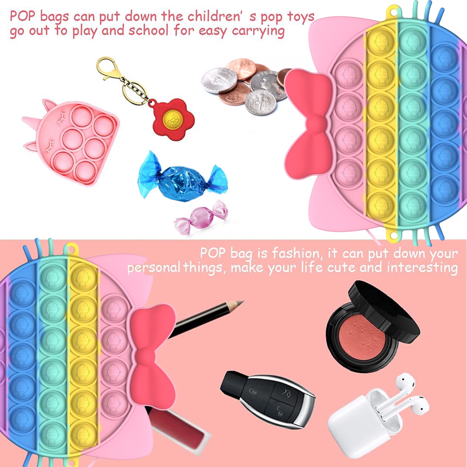 Pop Fidget It Bag Super Cute Crossbody Makeup Bag Bubble Cosmetic