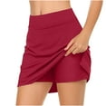 thumbnail image 2 of UAMVSH Womens Summer Tennis Skirts Trendy Running Workout Skirt Built-In Shorts Solid Athletic Skorts, 2 of 5