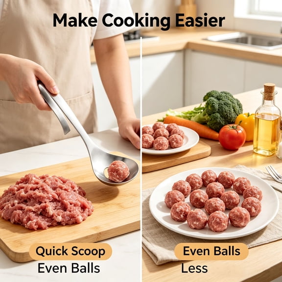 Trovenix Stainless Steel Meatball Maker Spoon Meat Ball Making Tool Multifunctional Kitchen Gadget for Meatball Prep