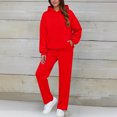 thumbnail image 2 of Valora Women Fashion Outfit Hooded Tracksuit Set with Winter Comfort Casual Sportswear Women’ s Trousers Suit for Everyday Wear Red 2 L, 2 of 6