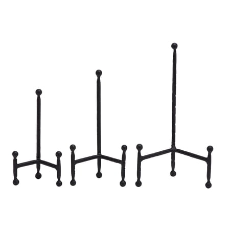 DecMode 12", 10", 8"H Black Metal Tabletop Triangle Easel with Ball Accents, 3-Pieces