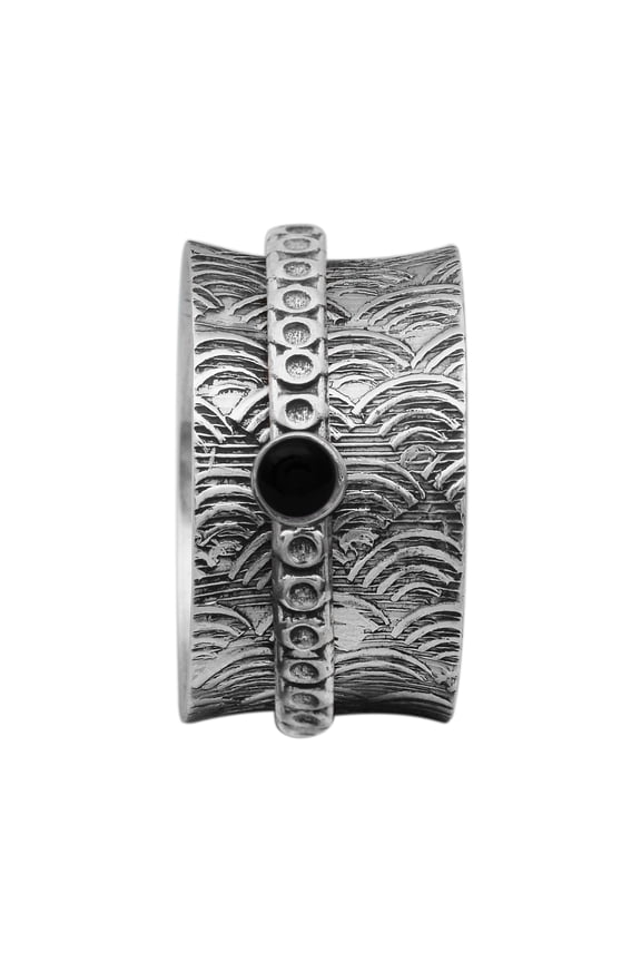 Spinner Ring 3MM Round Black Spinel 925 Silver Meditation Anxiety Men Women Band