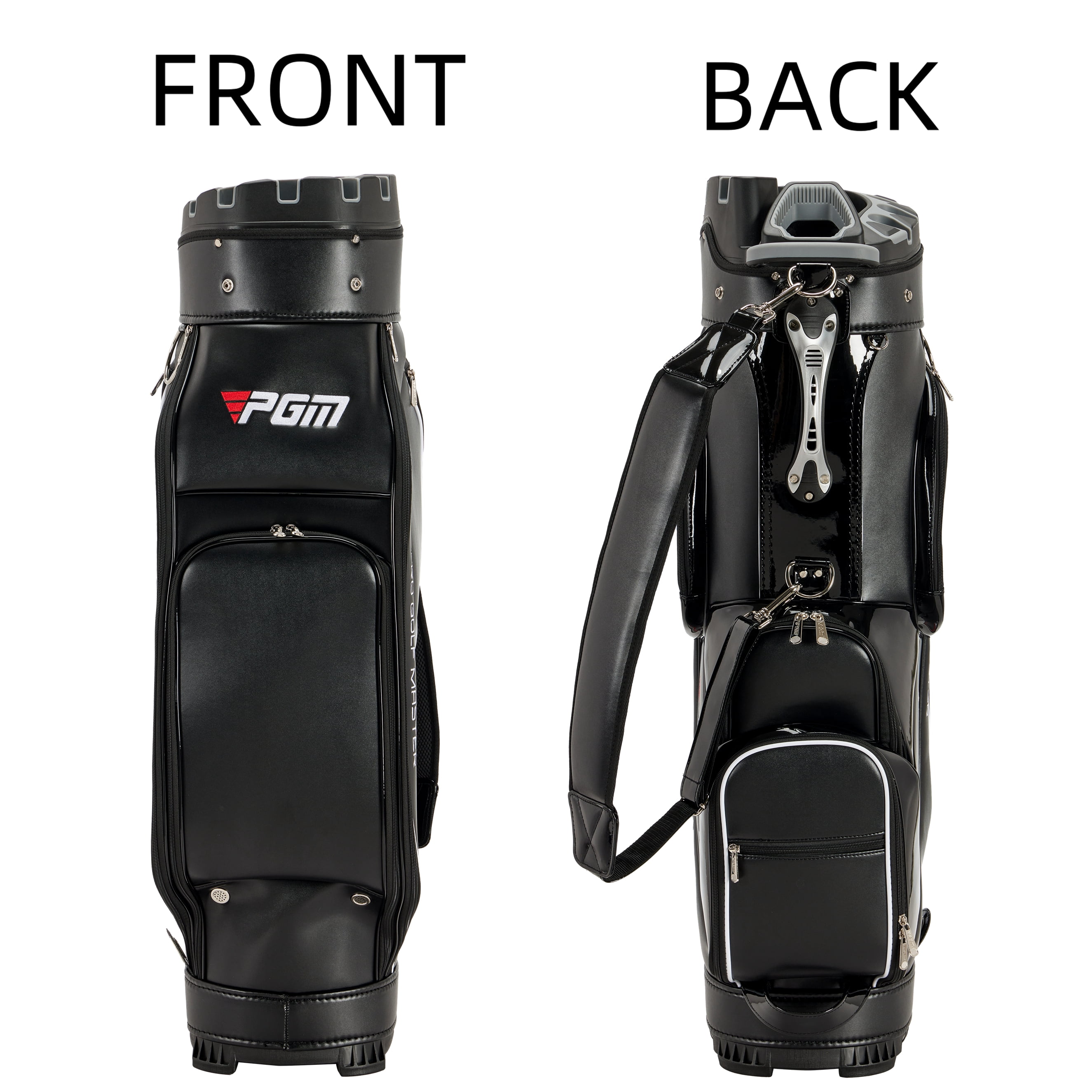 PGM Golf Cart Bag 14 Way Organizer Divider Silent Top Waterproof Bag/Black Leather