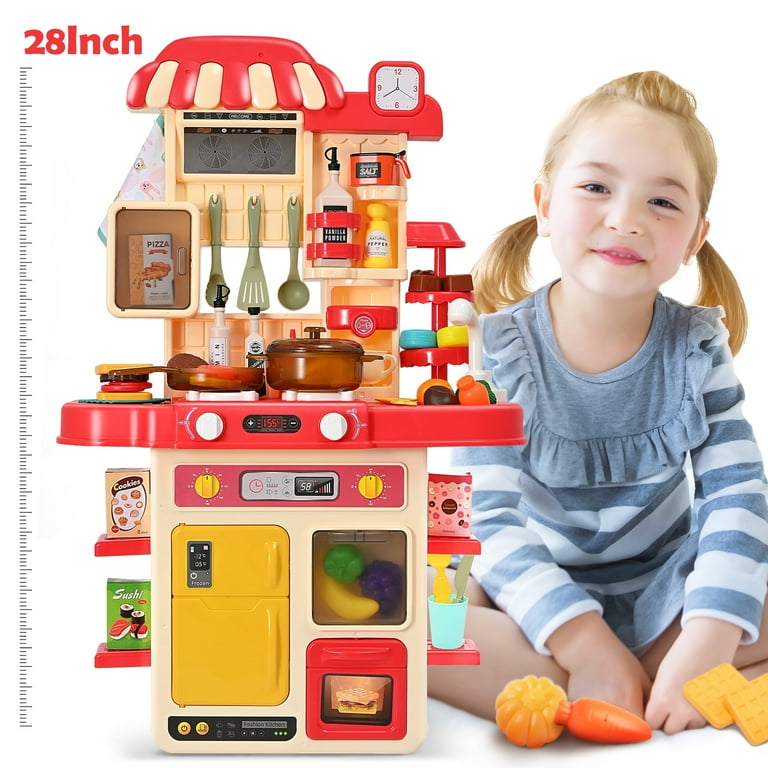 FANL Kids Kitchen Playset 48Pcs Set with Realistic Lights Sounds Pretend Play Food Toys Play Sink for Toddlers Walmart