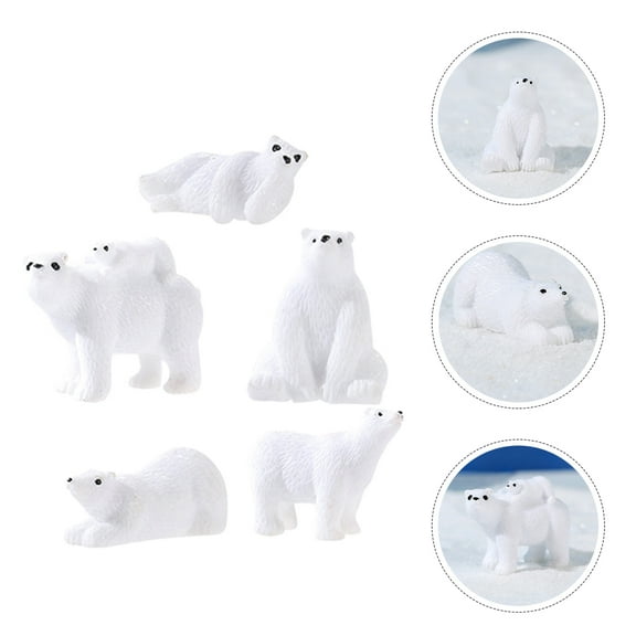 FELTECHELECTR White Resin Miniature Polar Bear Figurines 15Pcs for Arctic Animal Party Favors and Cake Toppers