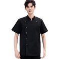thumbnail image 2 of ZenCart Chef Clothes Stand Collar Short Sleeve Single-Breasted Men Women Chef Uniform Breathable Solid Color Design Chef Suit, 2 of 8