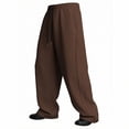 thumbnail image 2 of Ihhxva Men's Wide Leg Pants Elastic Waist Stretchable Loose Fit Casual Daily Wear Trousers Slacks - Coffee L, 2 of 6