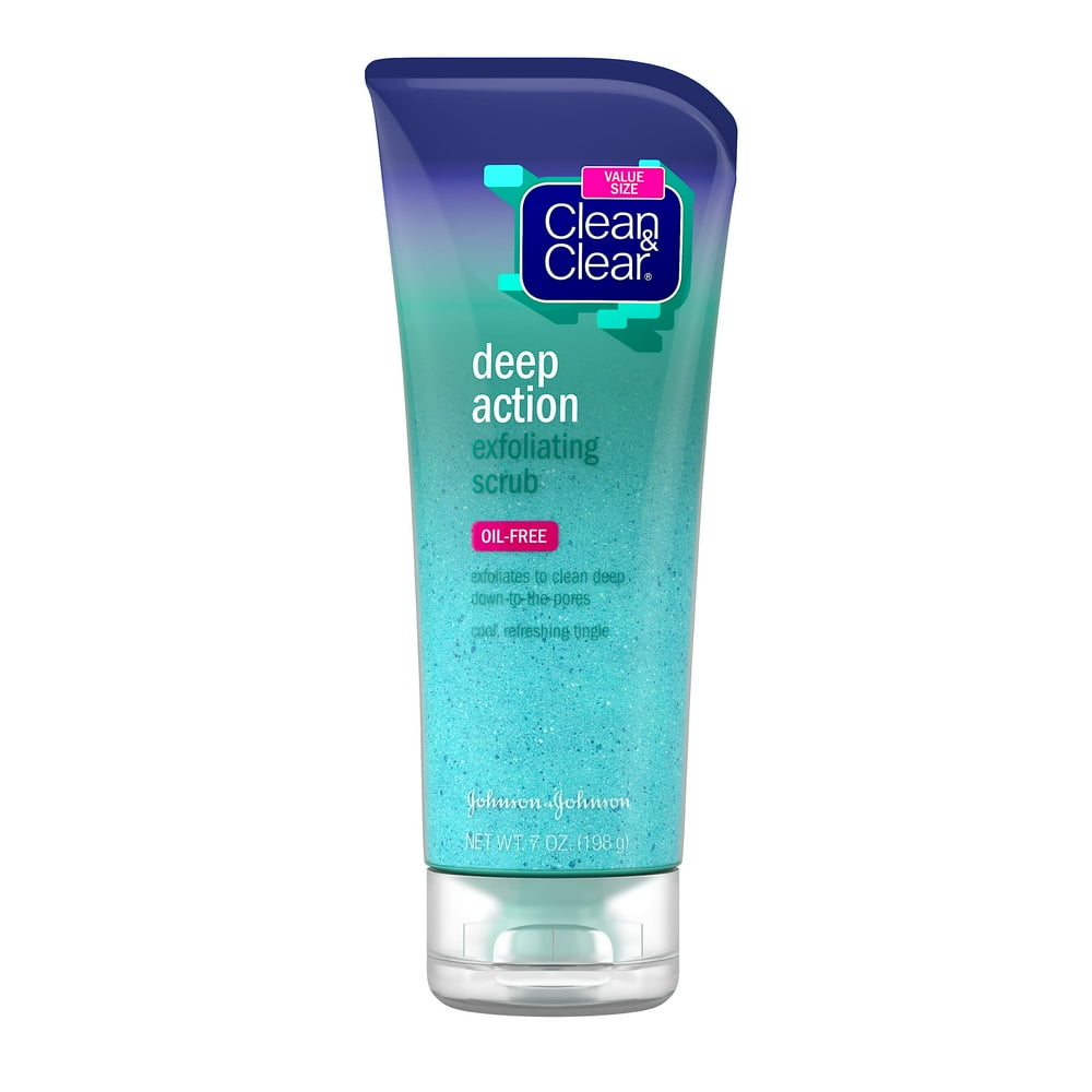 Clean & Clear OilFree Deep Action Exfoliating Facial Scrub, 7 oz