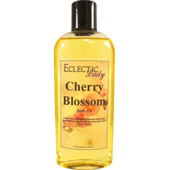 Cherry Blossom Bath Oil - Scented Body Oil - Relaxing & Moisturizing Bathing Oil - Fragrance Body Oil For Dry & Rough Sensitive Skin - 8 oz
