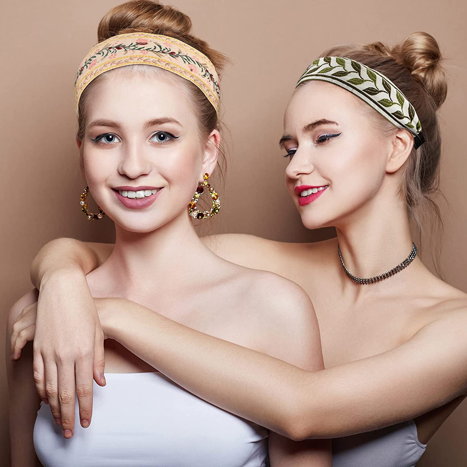 4 Piezas De Diadema Bohemia Bordada A Mano Con Flores Bohemias, Diademas Anchas De Estilo étnico Vintage Para Mujeres Y Niñas, Accesorios Para El Cabello | En Línea