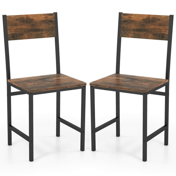 RTRWDC Furniture 2-piece Industrial Wind Dining Chair Vintage Brown Metal Legs Dining Chair H-shaped Reinforced Frame Scratch resistant Foot Mat Wide Seat Diagonal Backrest Suitable