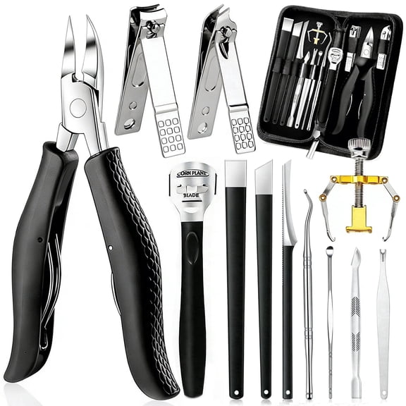 Beaufun 12 Pcs Nail Clippers Set, Stainless Steel Heavy Duty Toenail Fingernail Trimmer Kit for Thick Nails Professional Manicure Pedicure Grooming Tools for Men Wome Adults