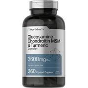 Glucosamine Chondroitin with MSM and Turmeric | 3600 mg | 360 Caplets  |by Horbaach