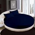 thumbnail image 2 of KOMFIT 800 TC 100% Egyptian Cotton Round Bed Sheet Set Soft and Smooth 4 Piece Set 80" Diameter&nbsp;Fits Upto 15" Deep PocketDurable & Easy Washable ( Navy Blue ), 2 of 5