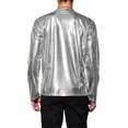 thumbnail image 3 of INSPIRE CHIC Men's T-Shirts Round Neck Long Sleeve Shiny Top XL Silver, 3 of 7