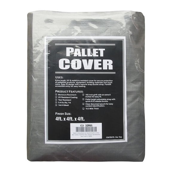 ZORO SELECT 3ZRU1 Pallet Cover Tarp, 10.5 mil, Black