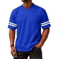 thumbnail image 2 of Laqbezok Men's V-Neck Varsity Stripe T-Shirt, Casual Short Sleeve Athletic Tee, Lightweight Breathable Fashion Pullover with Double Sleeve Stripes, 2 of 6