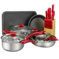 thumbnail image 1 of MegaChef MC-CS2200 Batterie de Cuisine en Aluminium Ensemble Combo, Rouge - 22 Pcs, 1 of 5