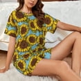 thumbnail image 6 of Bixox Women's Sunflowers Printed Pajama Set 2 Piece Lounge Set Top and Shorts Soft Pajamas, Shorts with Pockets, 6 of 7