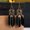 Black, variant on Fashion Women Bohemian Earrings Ancient Gold Moon Lock Style Feather Beads 1488-Black