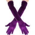 thumbnail image 1 of Long Velvet Elbow Length Opera Gloves for Women Halloween Cosplay Party (Purple), 1 of 6