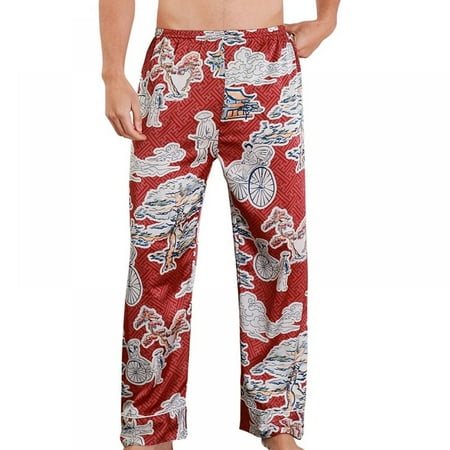 

New Silk Men s Large Size Casual Pajama Pants Loose Homewear
