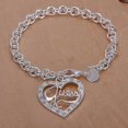 thumbnail image 1 of New Fashion Jewelry 925 Sterling Silver Guess Peach Heart Chain Bracelet For Women Gift, 1 of 1