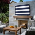 thumbnail image 3 of Outdoor TV Cover 40x25x4.5in, Navy Blue Stripe Summer Nautical Theme Weatherproof TV Screen Protector with Zipper, White Geometric Lines Outside Television Cover Fits Up to 40-43", 3 of 9