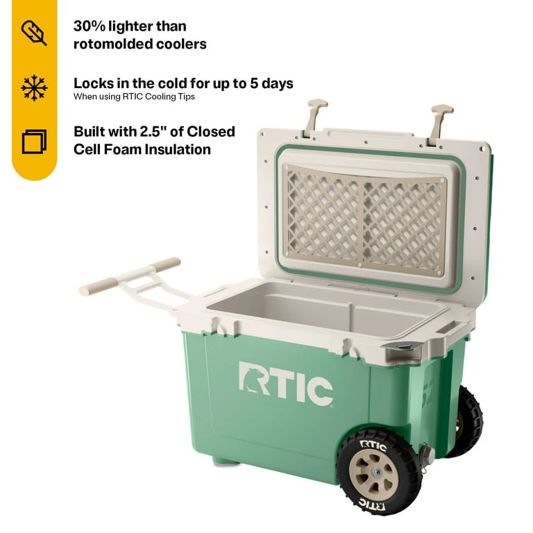 RTIC Large 52 QT Ultra-Light Wheeled Cooler, Sage/Beach