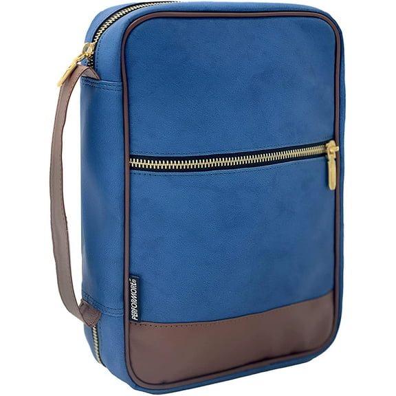 Bible Cover Bag, Blue Jean Pattern Bible Bag with Handle, Pockets and Zipper for Standard and Large Size Study Bible Case 10.2" X 2.7" X 7.5"
