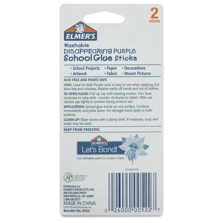 Elmer's E627 0.53 oz. Repositionable Washable School Glue Stick - 2/Pack
