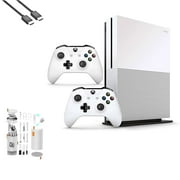 Microsoft Xbox One S 500GB with 2 Controller, 4K Ultra HD White with BOLT AXTION Cleaning Kit HDMI Bundle Like New