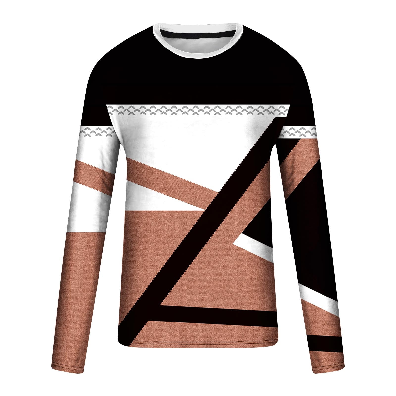 UVEASISHA Men's Long Sleeve T-Shirts Fashion Geometric Print