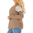 thumbnail image 4 of Adibosy Womens Plus Size Long Sleeve Tops Leopard Print Striped Colorblock Tunic Tops Crew Neck T-Shirts Khaki, 4 of 5