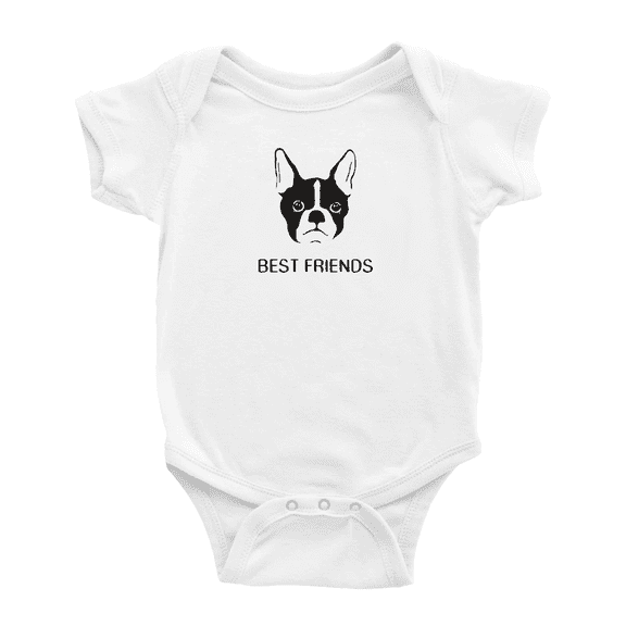 Best Friends Boston Terrier Dog Funny Baby Romper Boy Girl Unisex