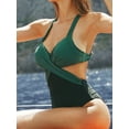thumbnail image 4 of Cupshe Women's Vacation One Piece Swimsuit Colorblock Wrapped Crisscross Bathing Suit Gree, 4 of 8