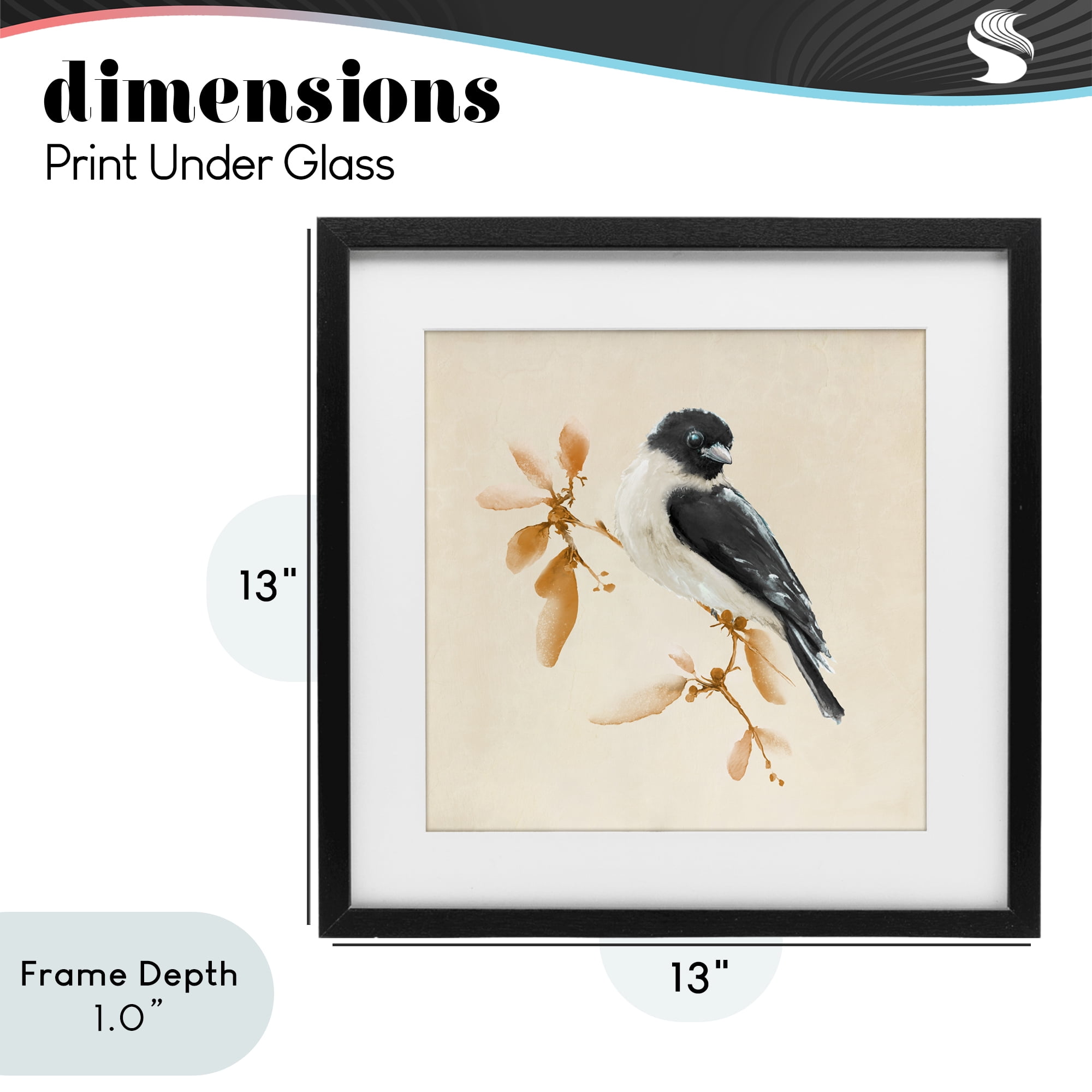 Stupell Industries Subtle Watercolor Chickadee Black Framed Print Under Glass, design by Diannart
