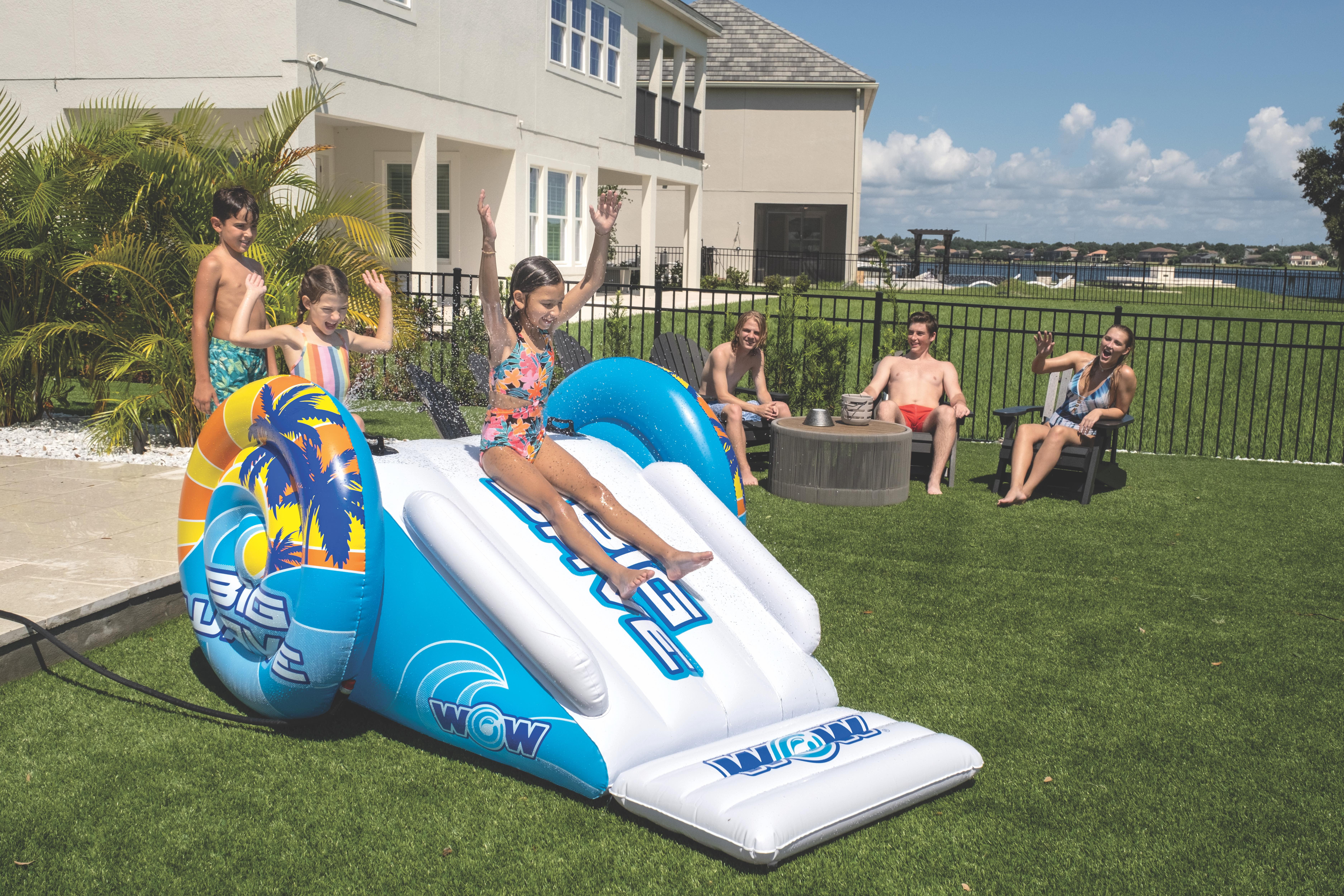 WOW SPORTS Big Wave Pool, Dock Slide, Backyard, Inflatable, Portable,