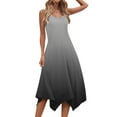 thumbnail image 4 of A-line Dress for Spring Summer 2025 Womens Casual Holiday Resort Beach Outfits Crew Neck Gradient Sundress Ruffle Hem, 4 of 8