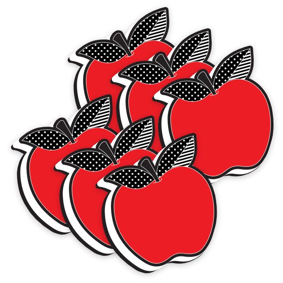 Ashley Productions Magnetic Whiteboard Eraser, Red Apple with Black and White Leaves, Pack of 6