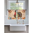 thumbnail image 3 of Thanksgiving Sheer Curtains 54 inches Long, Turkey Fall Pumpkin Maple Leaf Farmhouse Retro Light Filtering Sheer Window Curtains Rod Pocket Voile Drapes for Bedroom Living Room, 52"W x 54"L 2 Panels, 3 of 7