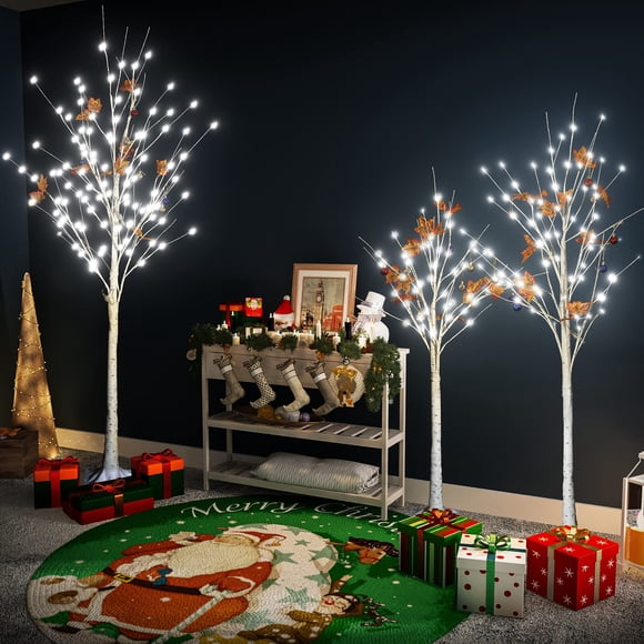 Juego de árbol de Navidad Lamerge iluminado de 4 pies, 5 pies y 6 pies con luces LED