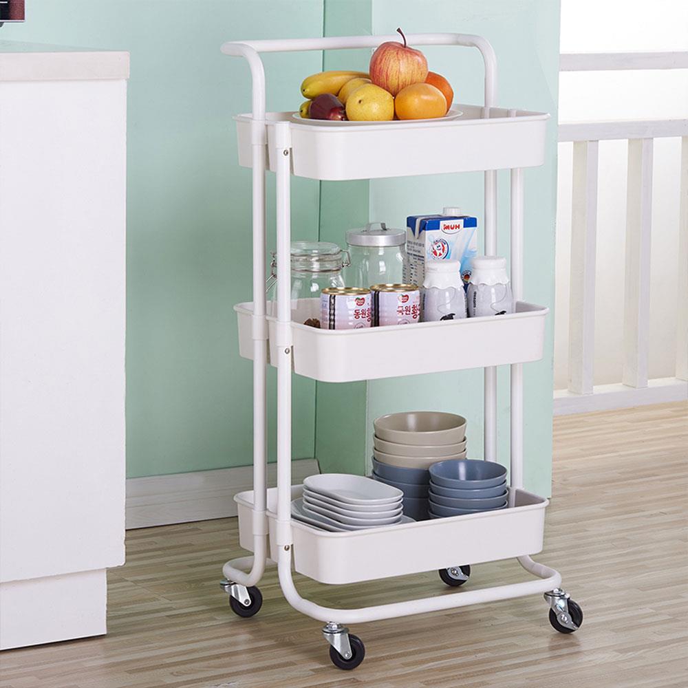 Zimtown Storage Trolley Service Rolling Cart with Mesh Basket Handles and 2 Locable Wheels - image 3 of 6