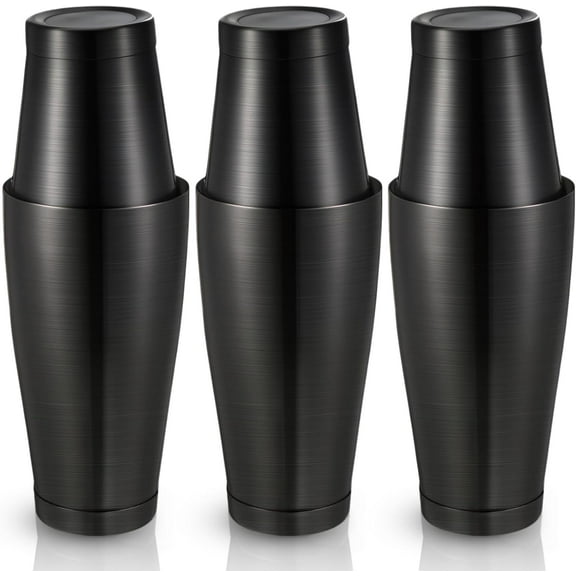6 Pcs Cocktail Shakers Professional Bar Shaker Boston Set Stainless Steel Martini Drink Mixer Basic Tool Weighted Shake Metal Can Cocktail Shaker Set, 18 Oz, 28 oz (Sanding Black)
