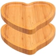 thumbnail image 1 of Bandeja de madera de bambú ecológica con forma de corazón, 2 unidades, para servir comida, té, café, pan, fruta, aperitivos, para hotel, restaurante y hogar., 1 of 6