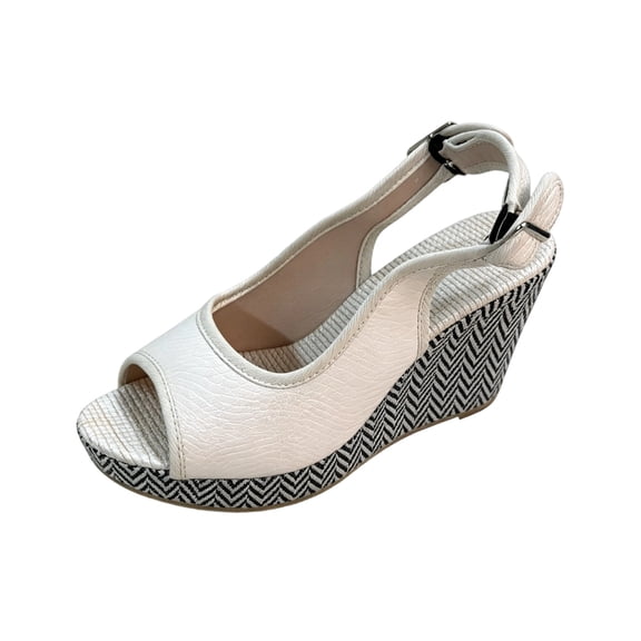 Shrysg Women's Peep Toe Wedge Heel Sandals Slingback Comfortable Casual Summer Dressy Footwear Beige
