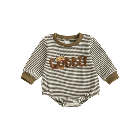 BemeyourBBs Thanksgiving Baby Romper Stripes Embroidery Letters/Turkey Bodysuit
