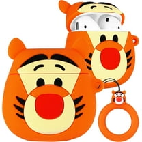 for Airpod 1&2 Case Cute Cartoon 3D Soft Silicone Air Pods Funny Cover Kawaii Fun Cool Animal Unique Design Shell Fashion Stylish Girls Kids Teens Women Cases for Airpods 1/2(Tiger)