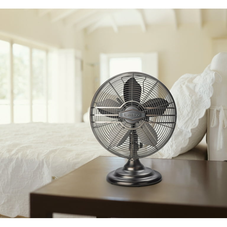 Lasko 12 3-Speed Oscillating Classic Metal Table Fan with Tilt-Back,  R12210, Bronze - Walmart.com